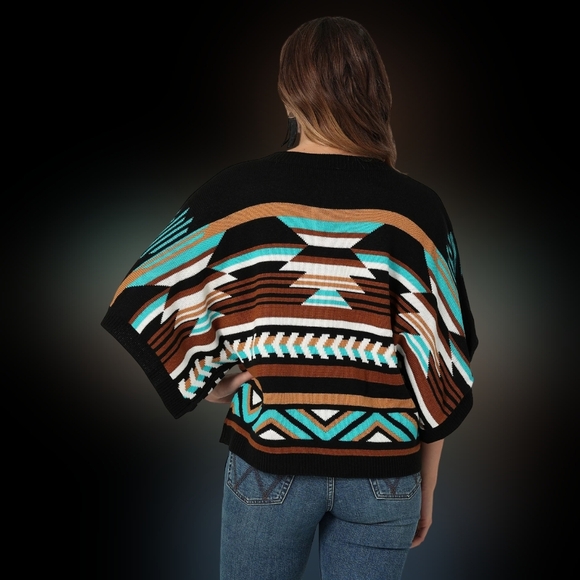 Wrangler Western Cowgirl S/M Womens Retro Poncho Knit Sweater (#230)(C) - Picture 2 of 8
